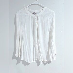 LOFT Outlet Collarless White Shirt for Women Size S